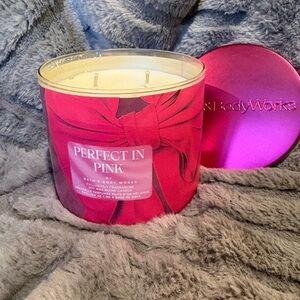 Bath & Body Works Pink Candle with Red Bow